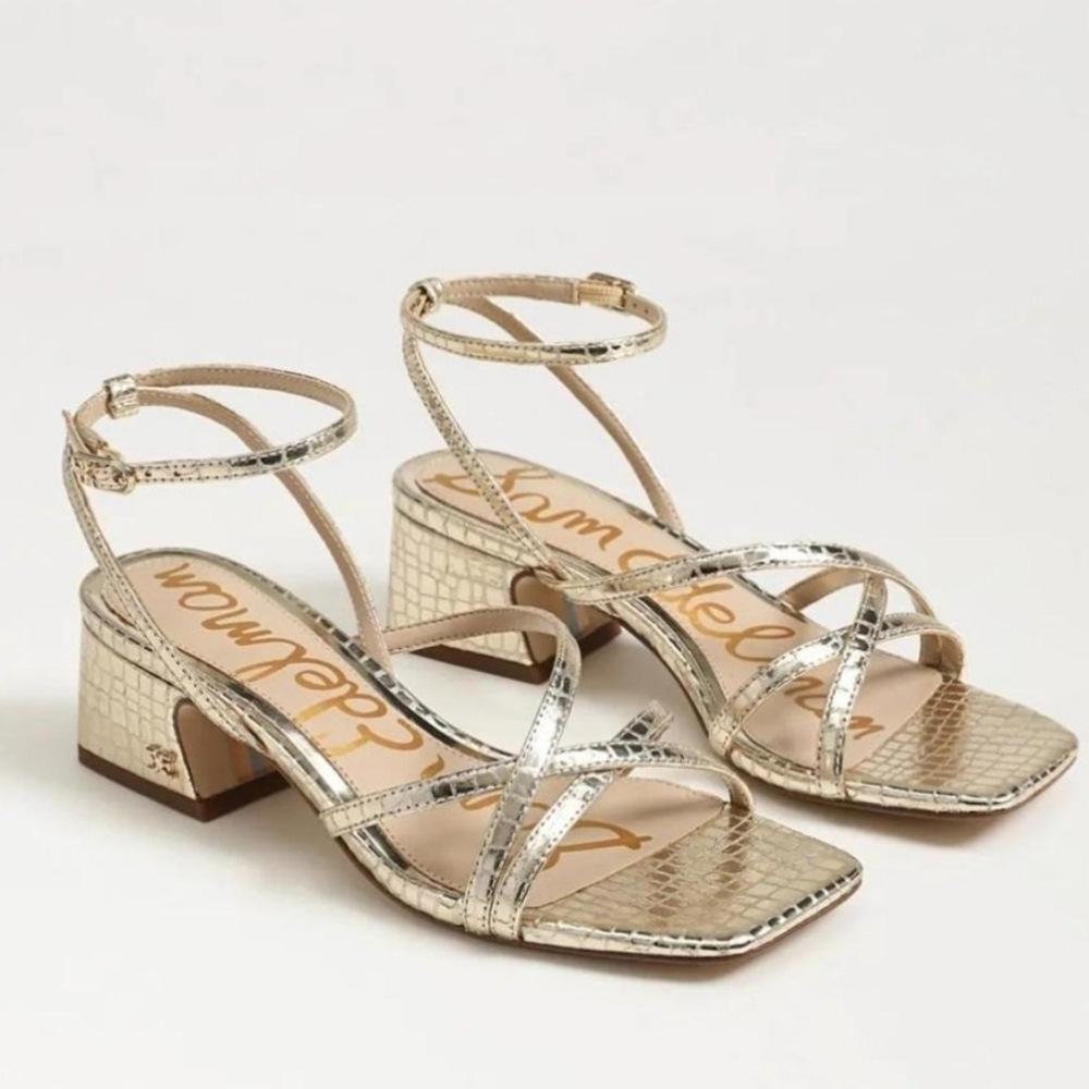 Sam Edelman Whitney Block Heel Sandal, Size 5 in Jute Croco